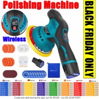 DayPlus Car Polisher Buffer Machine Cordless 8-Speed Electric Polisher Kit, 2pcs 12V Battery, 125mm Base for Polishing Sanding