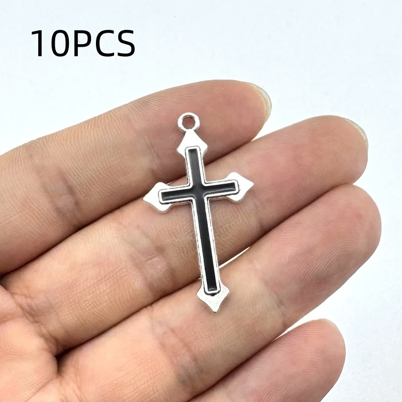 10PCS Long Hip Hop Cross Men's Trendy Street Personality Versatile Alloy Pendant Women's Trampoline Accessories