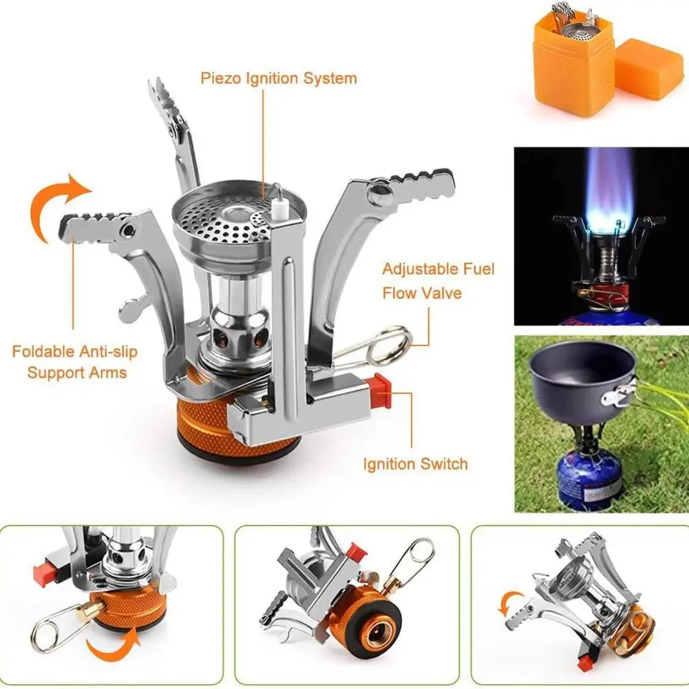 Mini Stove Head For Outdoor Camping Portable Barbecue Grill Picnic Stove Stable Support Wind Resistant Camping Stove Cooking