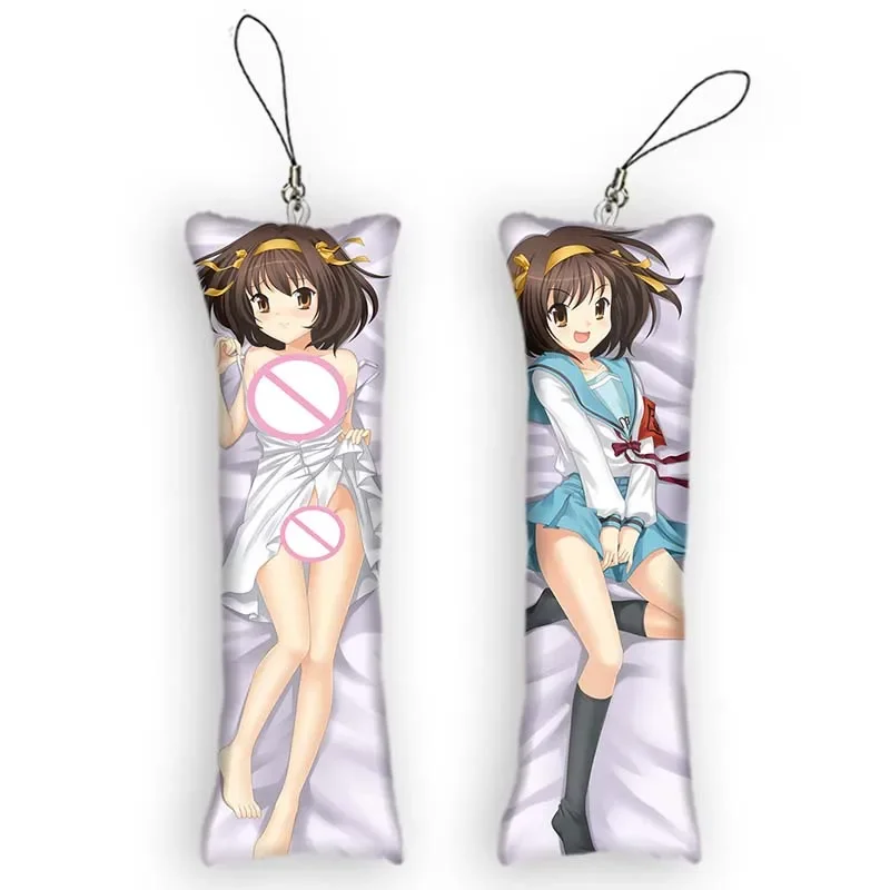 

Suzumiya Haruhi Cute and Lovely Keychain Dakimakura Mini Pendant Anime 2 Side Cartoon Kawaii Small Body Pillow Pendant