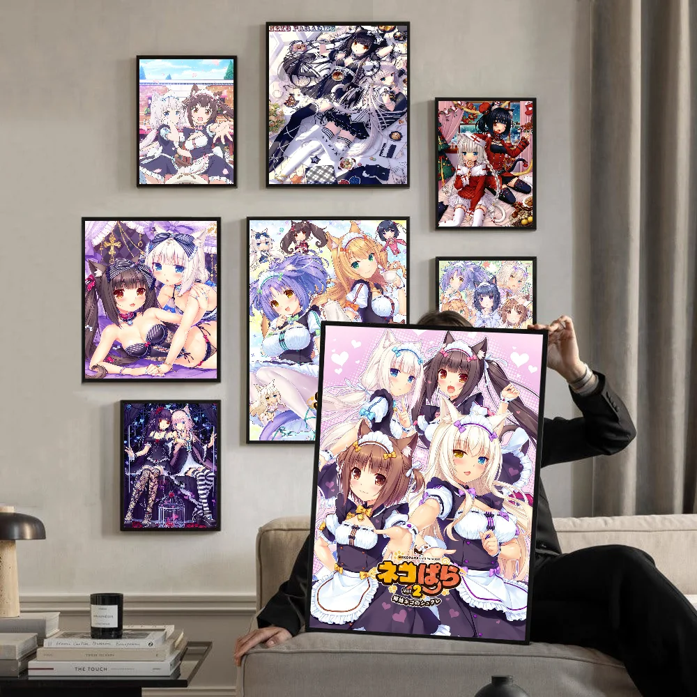 Nekopara Neko Anime Posters Sticky Whitepaper Prints Posters Artwork Kawaii Room Decor