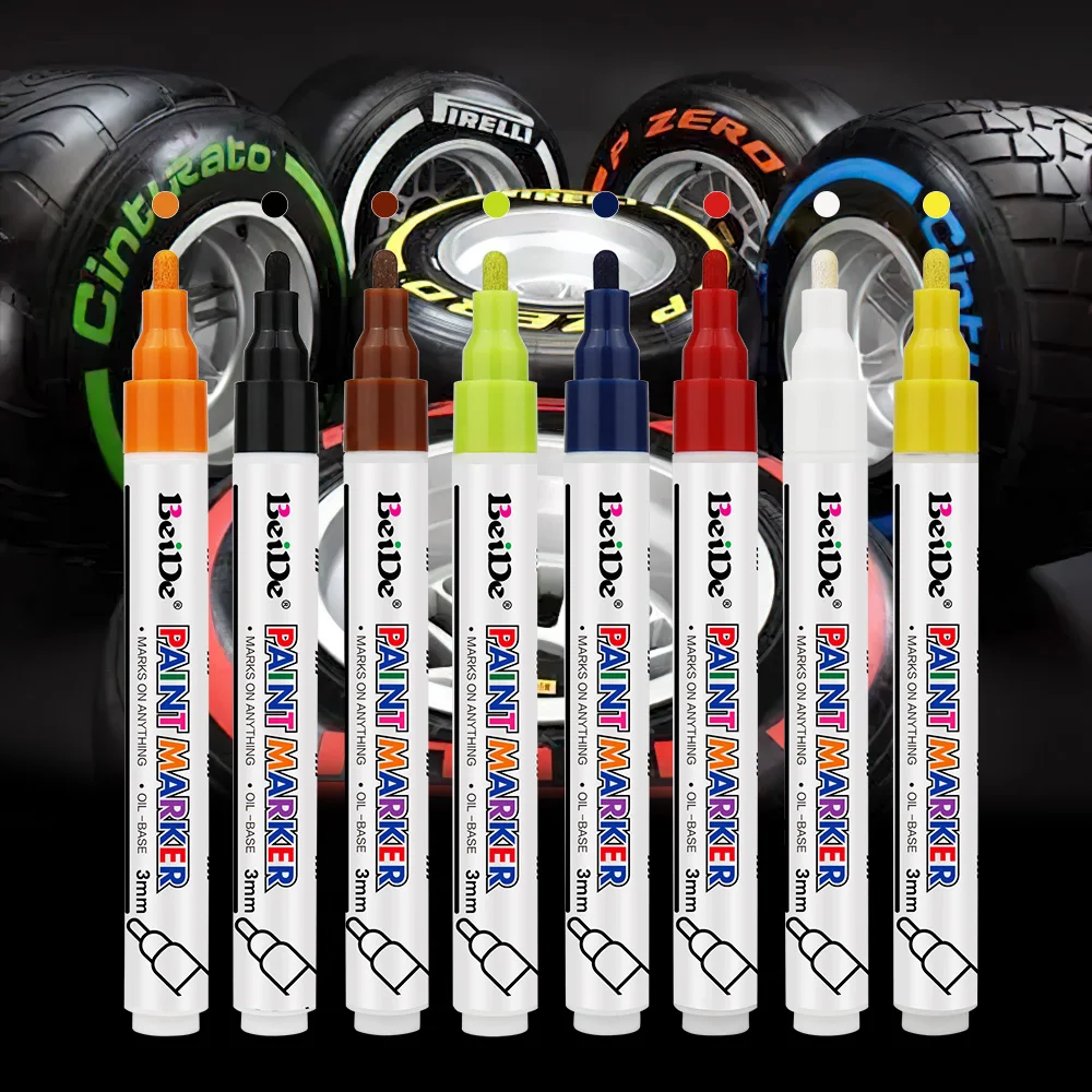 Oily Car Scratch Repair Paint Pen Waterproof Wheel Tire Auto Rubber Painting Pen Permanent Touch Up Marker Pens