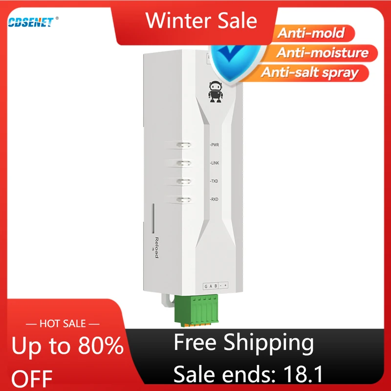 Servidor serie RS485 a Ethernet, puerta de enlace Modbus TCP/UDP CDSENET NE2-D11P RS485, aislamiento de señal de alimentación IMQTT HTTP DNS, carril DIN
