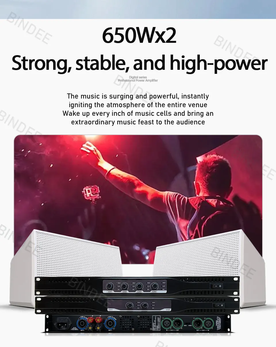 2/4 channel professional digital power amplifier for DJ church wedding school performance home outdoor activity equipment