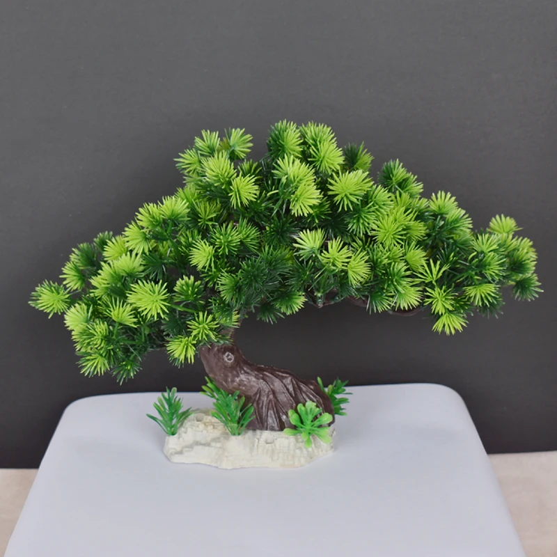 

Simulated Pine Ornaments Green Water Plants Miniature Rockery Fish Tank Landscaping Combination