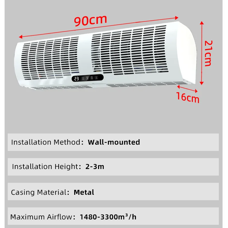 60cm 90cm 150cm 180cm Industrial air Curtain Heating Heating air Curtain Machine Mall Hot air Curtain for Door