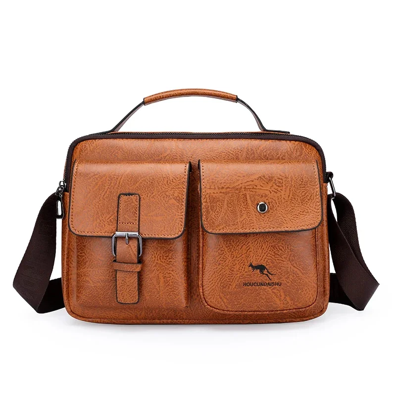 Luxury Brand Messenger Bag For Men Office Tote Business Vintage Crossbody Male PU Leather Shoulder Side Small Handbag