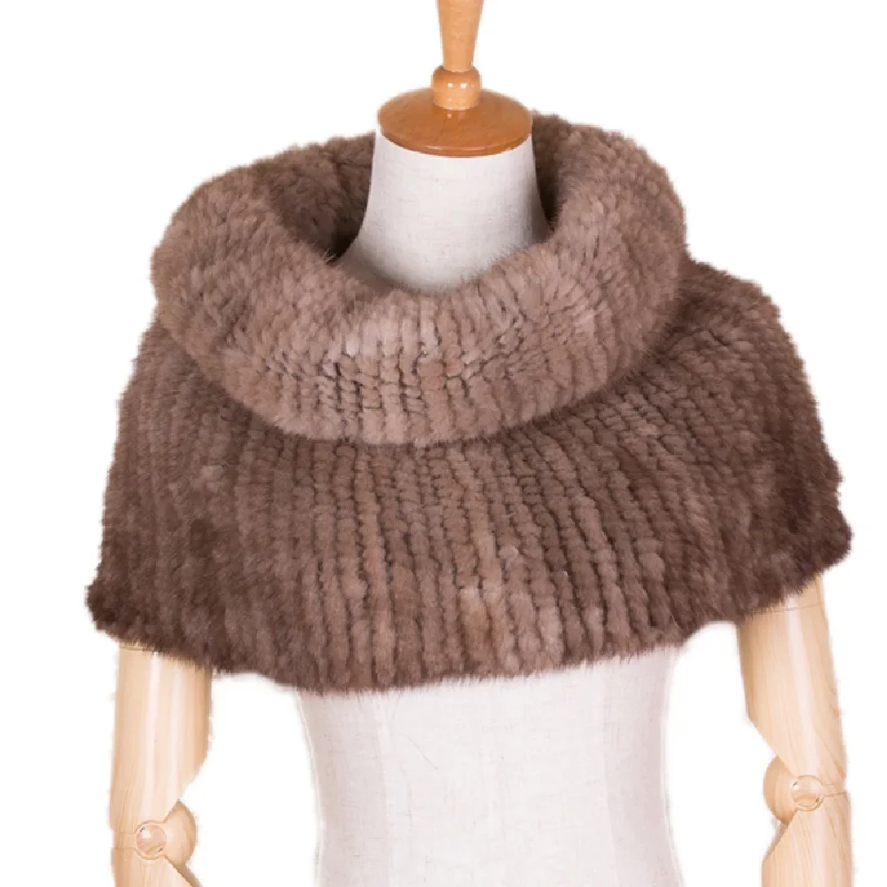 

Women Real Mink Fur Cape Winter Warm Scarf High Elastic Shawl Wraps For Lady Double Sides Tight Weave Neckerchief Fluffy Soft