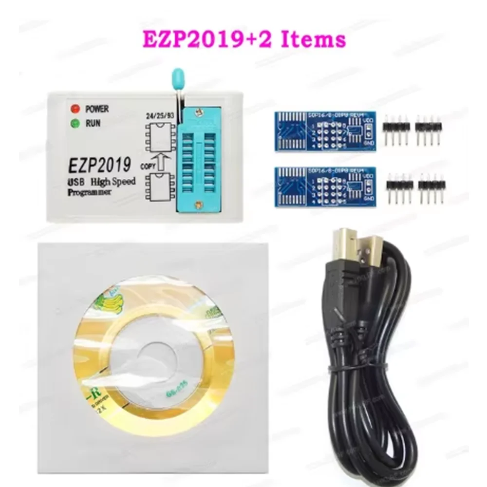 EZP2019+ Programator USB SPI + 12 adapterów Obsługuje 24 25 93 EEPROM 25 Flash Bios Chip Win7 i 8 lepszy niż EZP2013 EZP2010