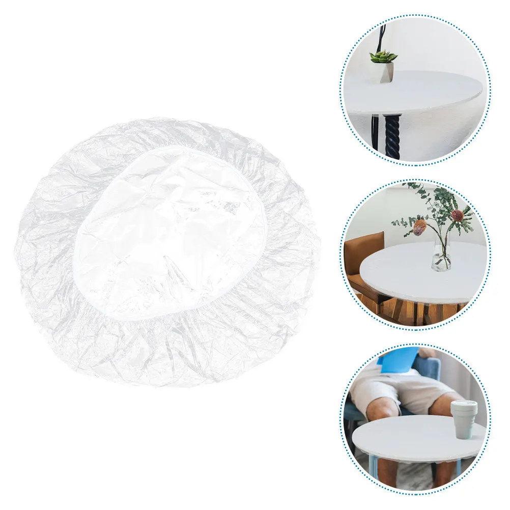 Clear Round PVC Table Cover with High Elasticity Oil Proof Outdoor Patio Garden Table Protection Fitted Cover for Dining and
