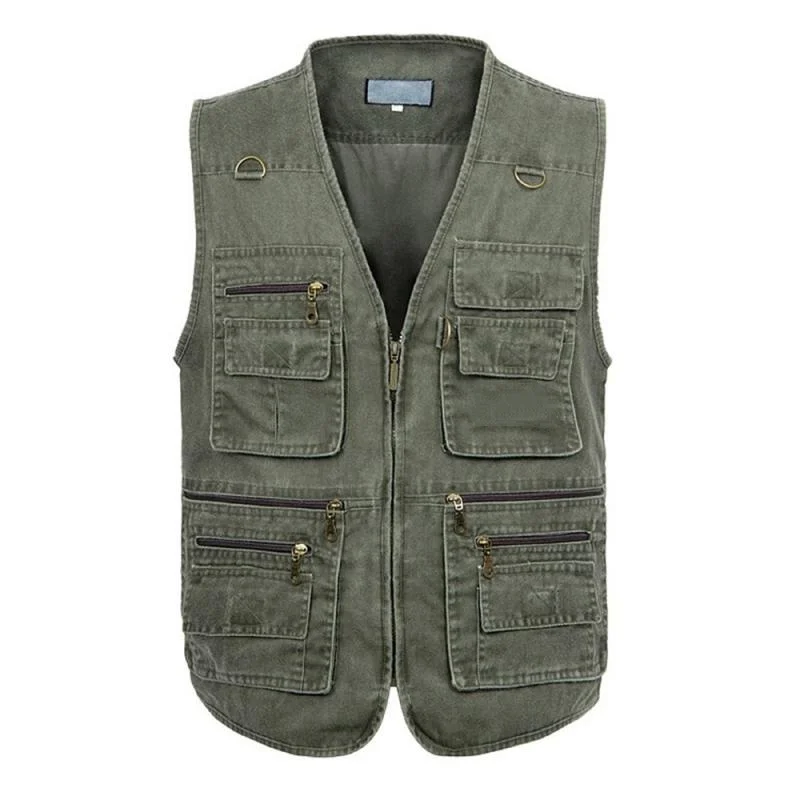 7Xl 6Xl New Male Casual Summer Big Size Cotton Sleeveless Vest with Many 16 Pockets Men Multi Pocket Photograph Waistcoat Sale