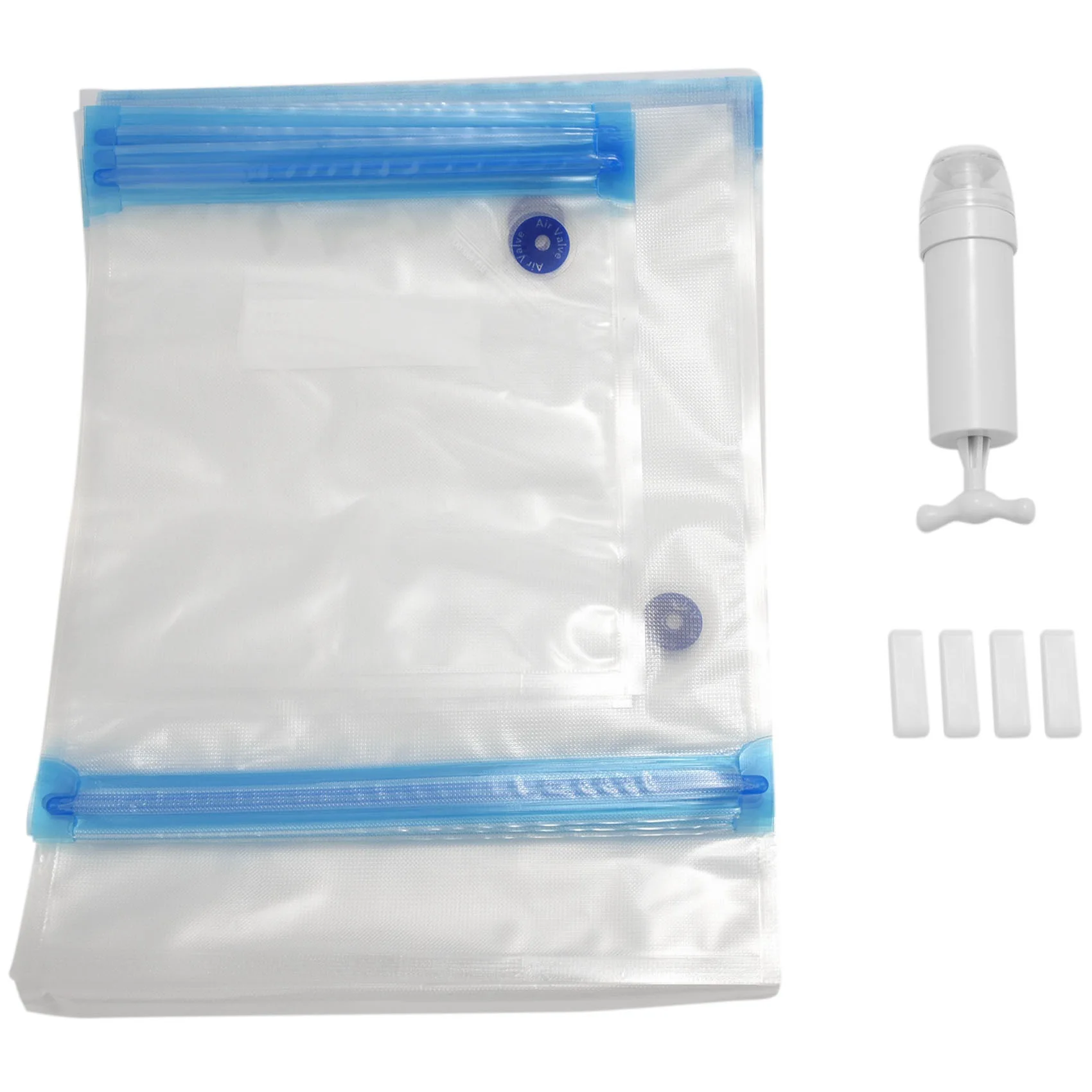 B47B-Sous Vide Bags 20 عبوة من أكياس تخزين الطعام الكهربائية القابلة لإعادة الاستخدام مع مضخة يدوية واحدة، 3 أحجام مختومة، 4 مشابك