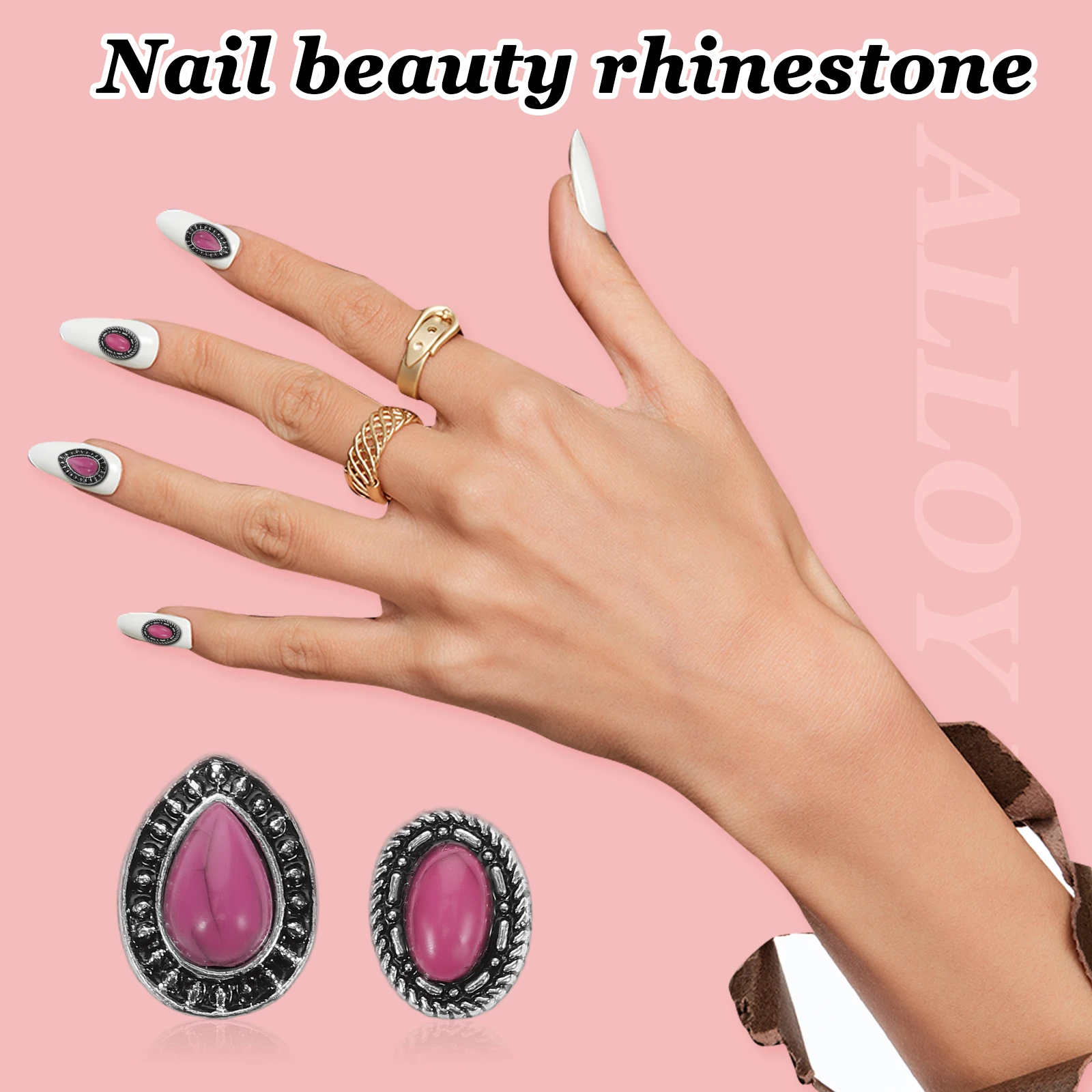 

20pcs Nail Art Charms Retro Resin Jewels for Fake Nails Manicure Accessories Vintage Decor Elegant Nail Ornaments Jewelry