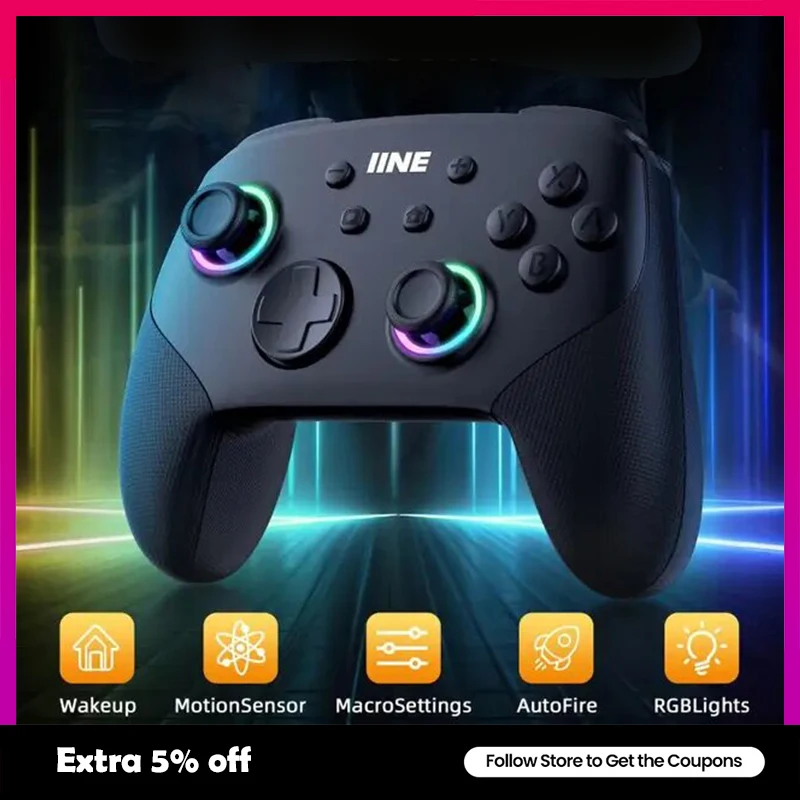 

IINE Falcon Black Gamepads Wireless Controller Turbo&Macro Function RGB Lighting Compatible With Nintendo Switch/OLED/Lite