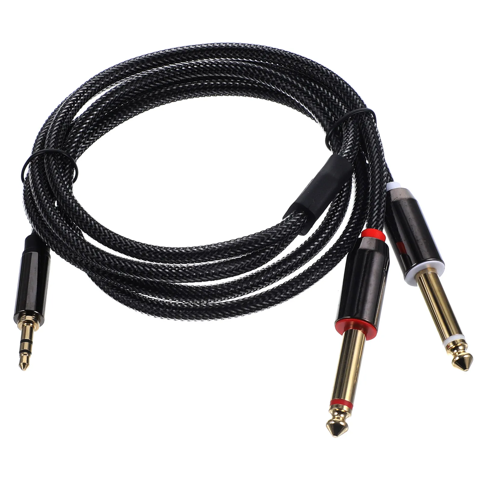 Audio Splitter Cable 1M 3.5mm TRS to Dual 6.35mm Nylon Braided Zinc Alloy Adapter for Tablets