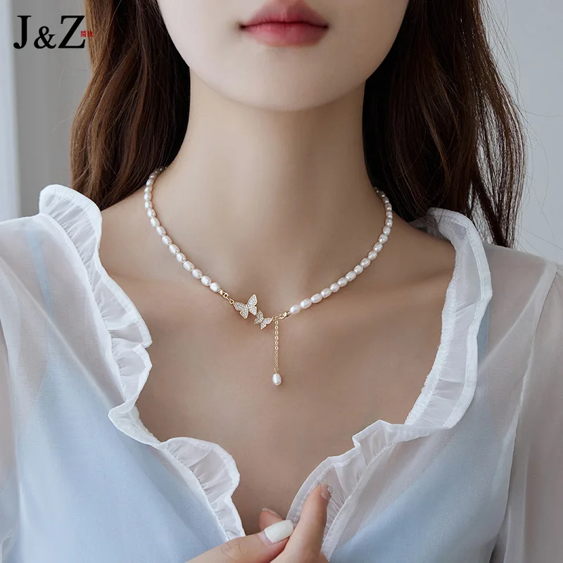 

New Natural Freshwater Pearl Elegant Butterfly 14K Gold Filled Lady Necklace Original Jewelry Women Birthday Gifts No Fade