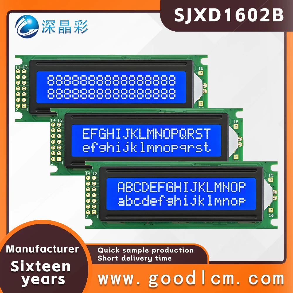 High brightness LCD screen 16 * 2 LCD display LCD module SJXD1602B STN Blue Negative Double row character dot matrix screen