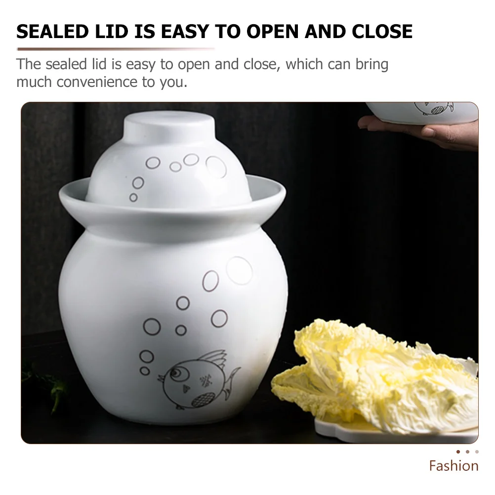 

Kimchi Jar Small Ceramic Sealed Pickle Container Kitchen Storage Airtight Fermenting Jar Fermenting Tank Crock