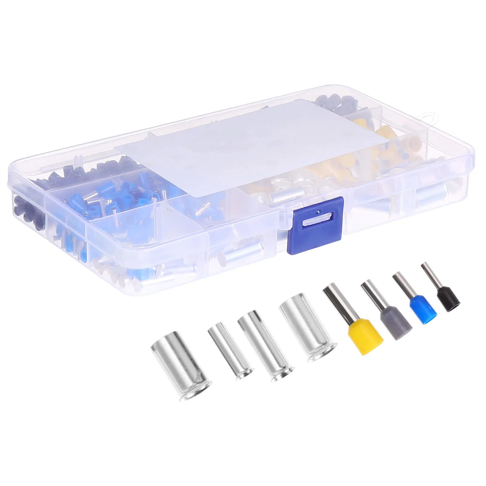 

390Pcs Copper Wire Crimp Connectors Tubular Terminals Insulated Cord Ends Boxed Storage Case Electrical Cable Connectors