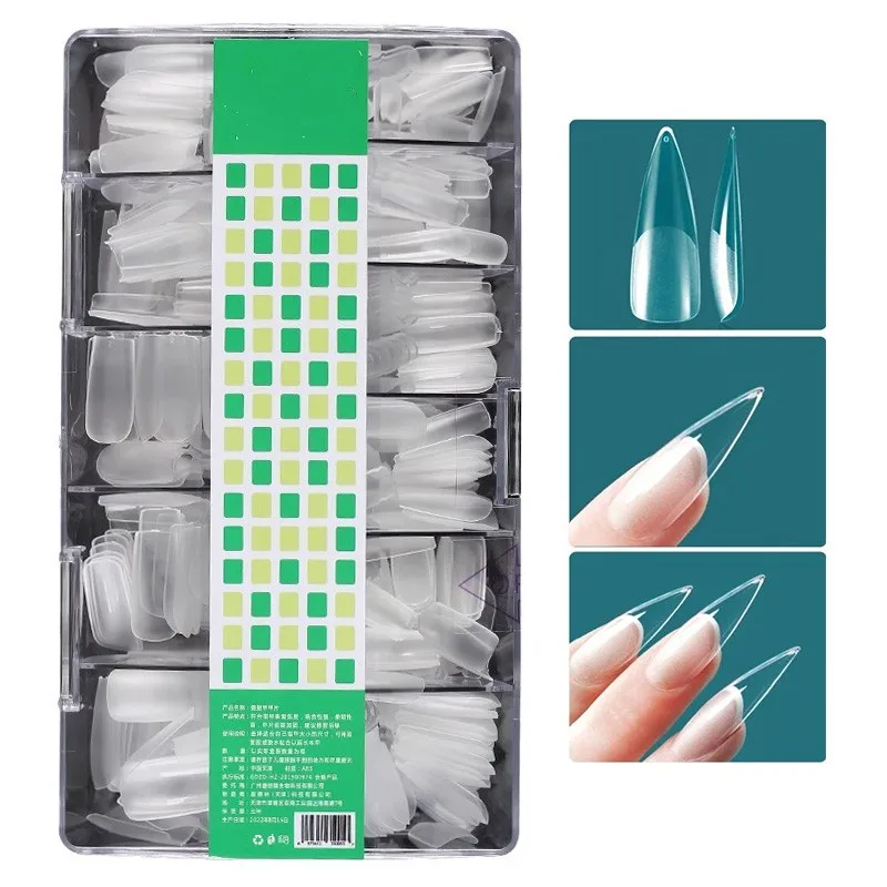 New Fake Nails 500pcs Acrylic Nails Fake Capsule Short Almond Square Artificial Nail Extension Soft Gel Tips Accessories Tools