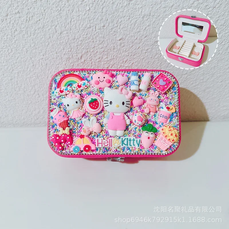 

Sanrio коробка для хранения ювелирных изделий DIY Kuromi Hello Kitty портативный мини-футляр для хранения дорожные роскошные серьги кольца органайзеры для ювелирных изделий