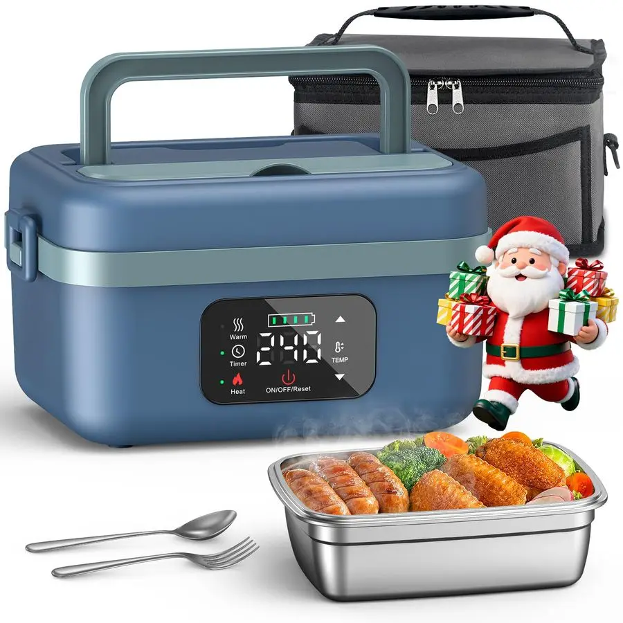 

Heated Lunch Box for Adults, 16000mAh Cordless Rechargeable Electric Lunch Box with 1L Stainless Steel Container, Portable SelfH