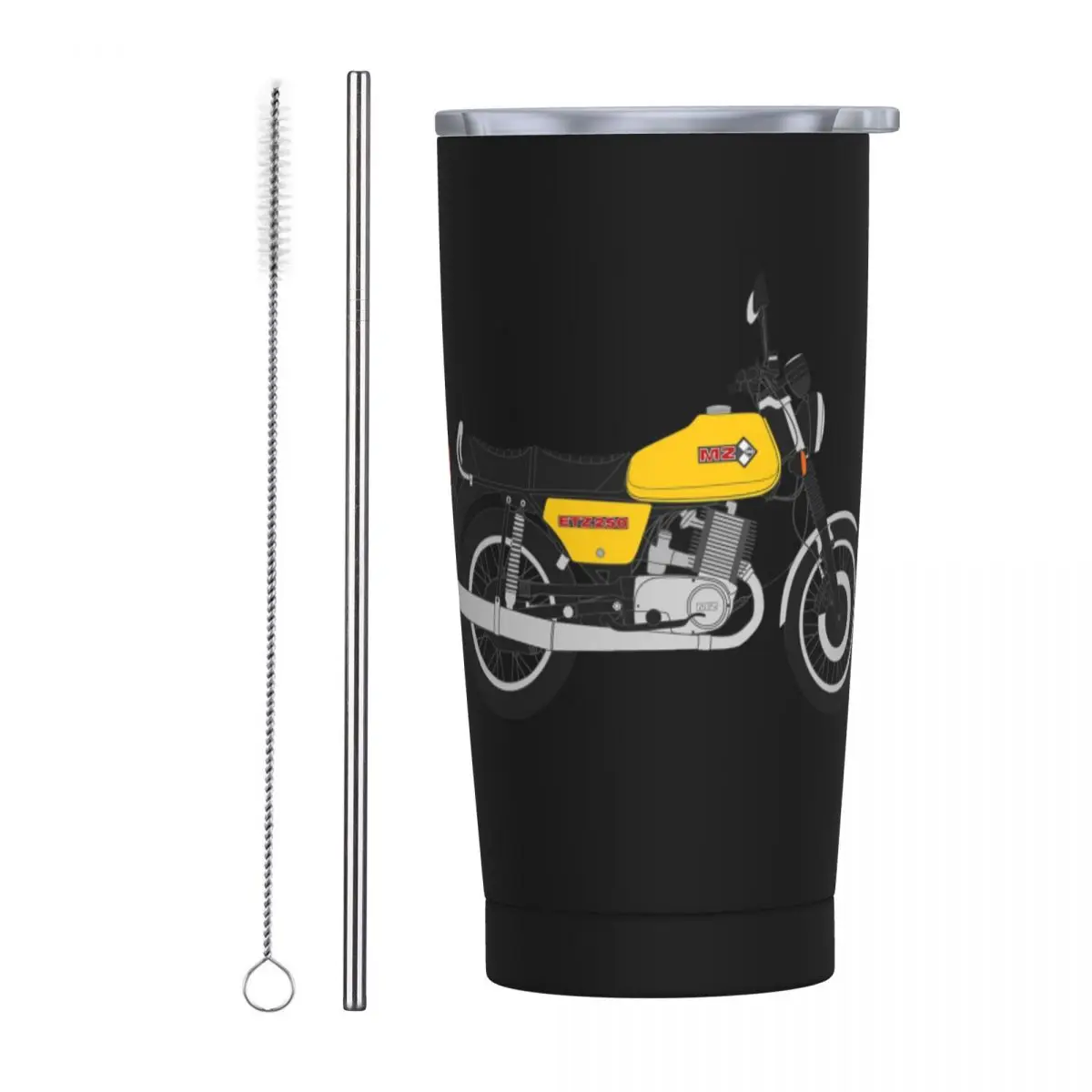 OMZ MZ World Vintage Motorcycle Stainless Steel Tumbler Vacuum Insulated Mug Thermal Cold Cups Straws With Lid 20oz