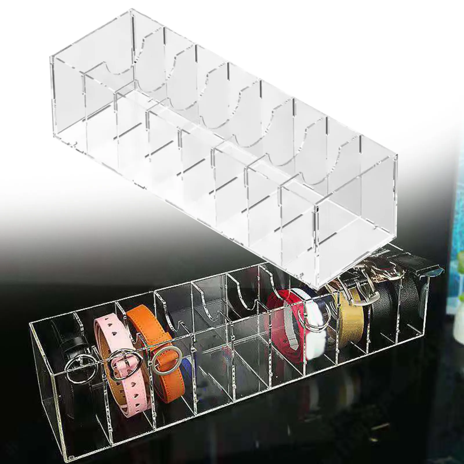 

Belt Container Storage Holder Jewellery Organiser Drawer Acrylic Belt Organizer for Cabinets Travel Bracelets Men Women Watches