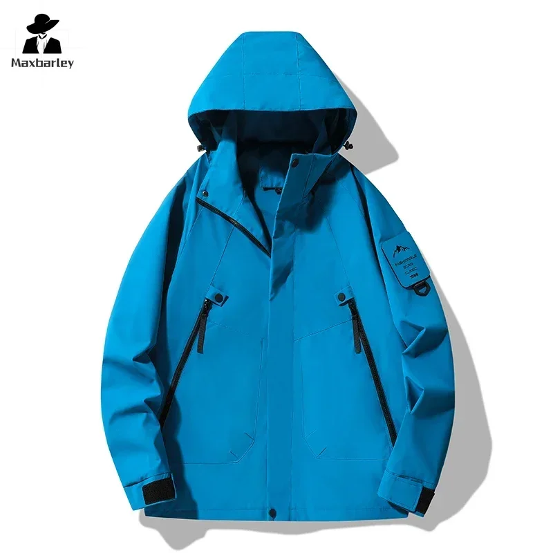 

Multifunctional Jacket Men's Autumn Fashion Single Layer Waterproof Hooded Coat Casual Couple Travel Fishing Camping Windbreaker