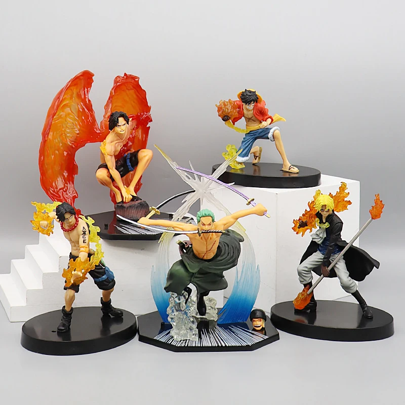 One Piece Luffy Roronoa Zoro Sabo Figure Toys Portgas D Ace Vinsmoke Sanji PVC Figurine Action Collection Anime Model Dolls Gift