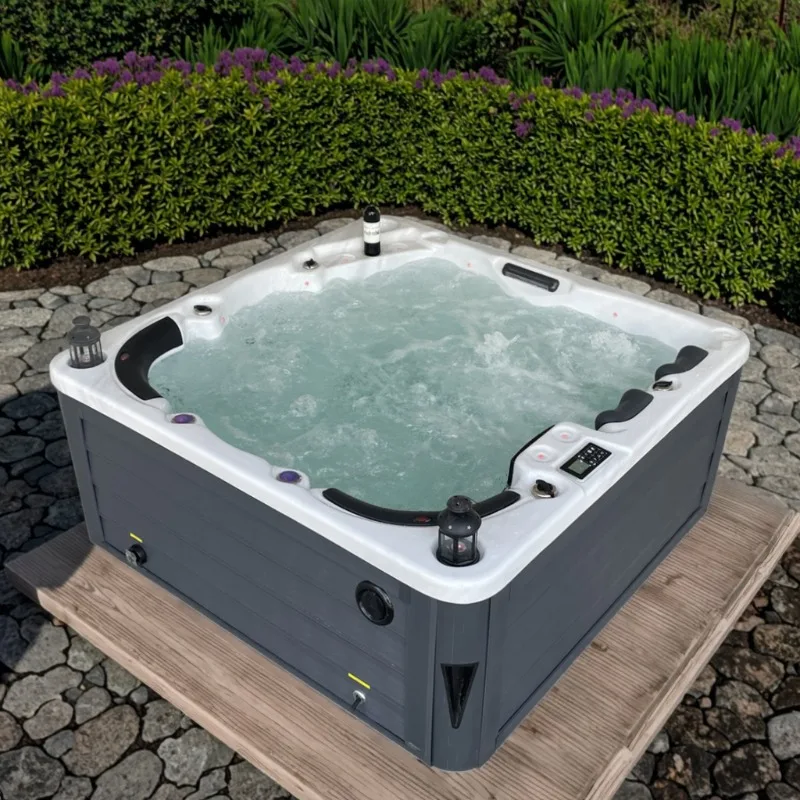 2026 New FL Customized Hot Sale Rectangular Outdoor Hot Tub Square Pattern Acrylic Family Spa Pool Air-Jetted Massage Feature