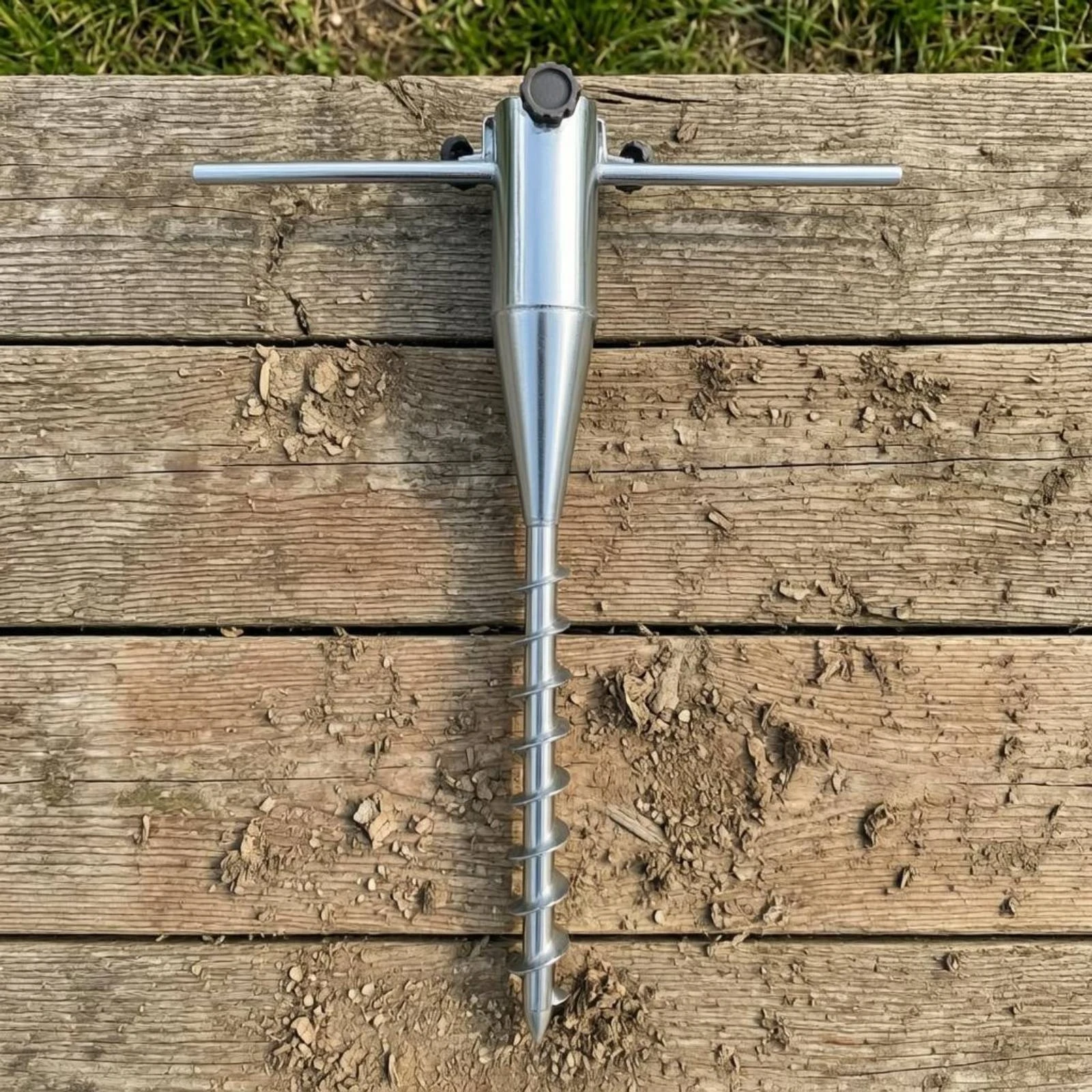Metal Beach Umbrella Spike Beach Umbrella Drill Wind-Resistant Sand Umbrella Screw Anchor Ground Auger Stake for Outdoor Camping