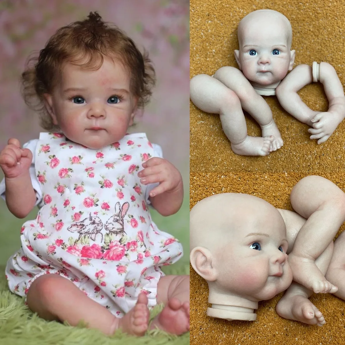 

18 Inch Bebe Bettie Folded Skin 3D Painting Kits Handmade Soft Vinyl With Cloth Body Reborn Baby Kits painted Doll Kits