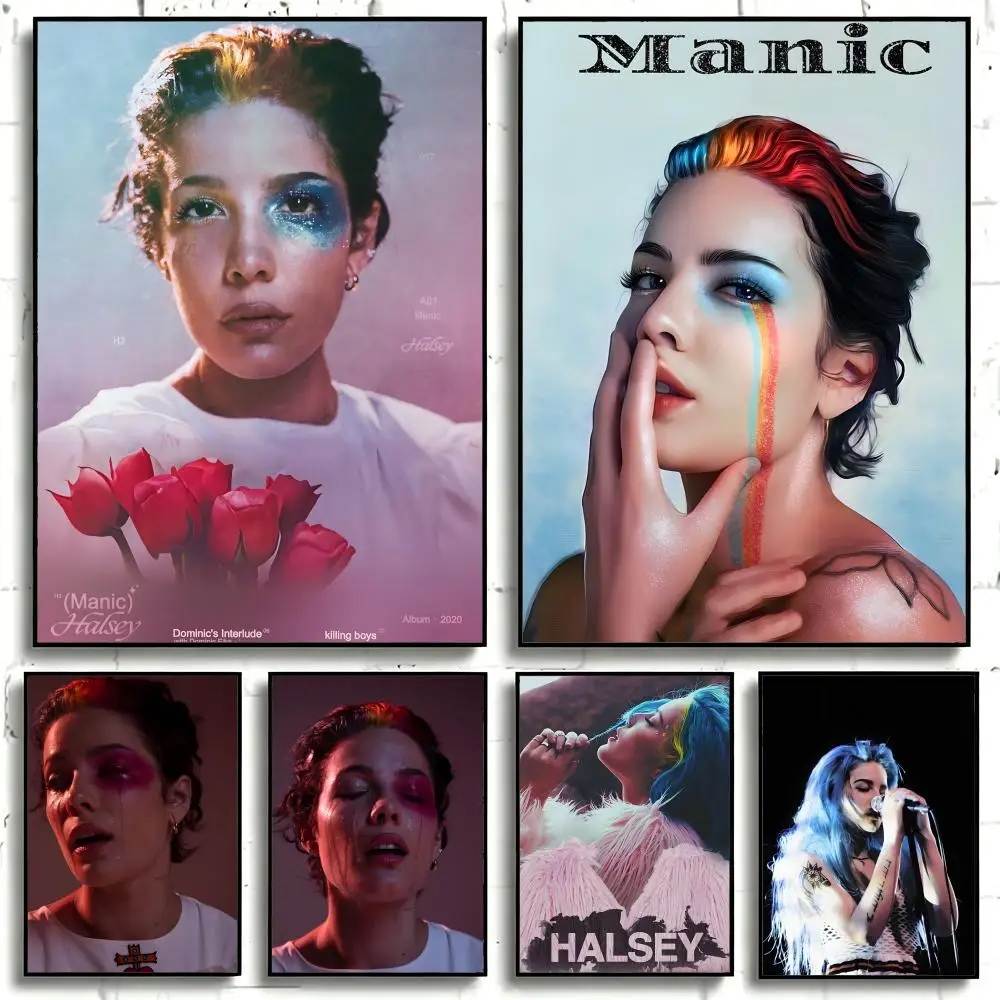 Singer Halsey Poster Self-adhesive Art Waterproof Paper Sticker Coffee House Bar Room Wall Decor