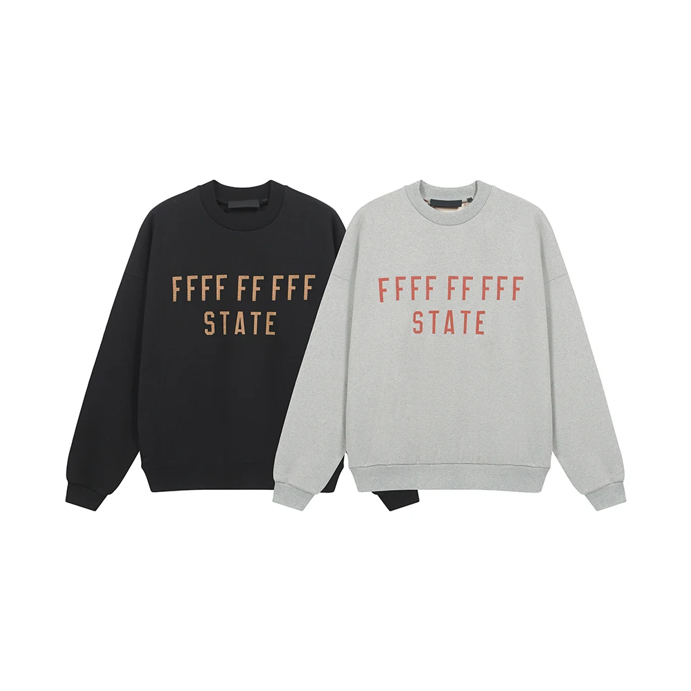 

24fw Trendy Brand Sweatshirts The back to school Collection State Letter Print Hoodies Men Oversized Pullover Fleece Sweatshirt