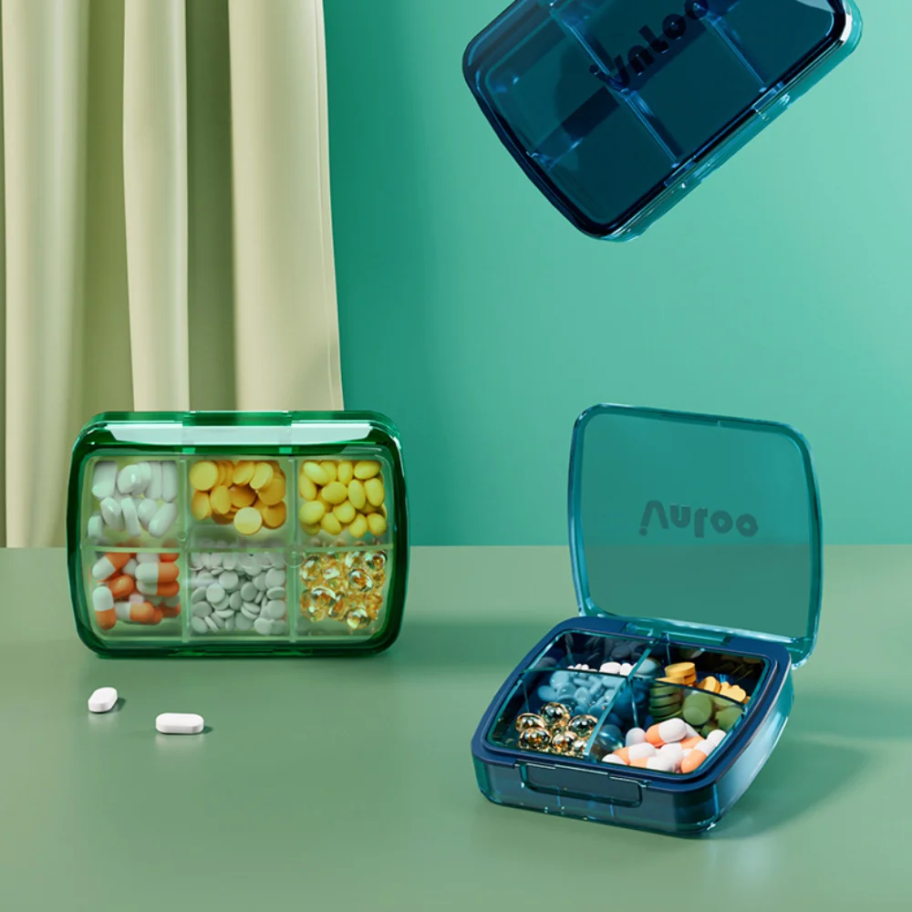 4/6 Grids Travel Pill Dispenser Dustproof Durable Mini Medicine Box Lightweight Odorless Pill Container Organizer