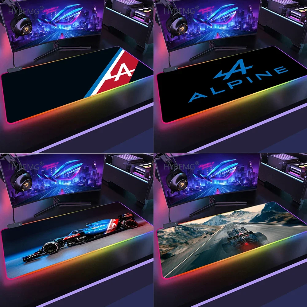 

Alpine Logo Tricolor Gaming RGB Mouse Pad Gamer Computer Mousepad Backlit tapis de souris For Rubber Desk Keyboard LED Mice Mat