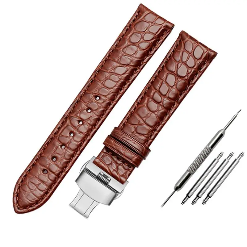 

BEFIA Double sided crocodile skin leather band for any brand Wrist watch straps 18mm 19mm 20mm 21mm 22mm for men bracelet