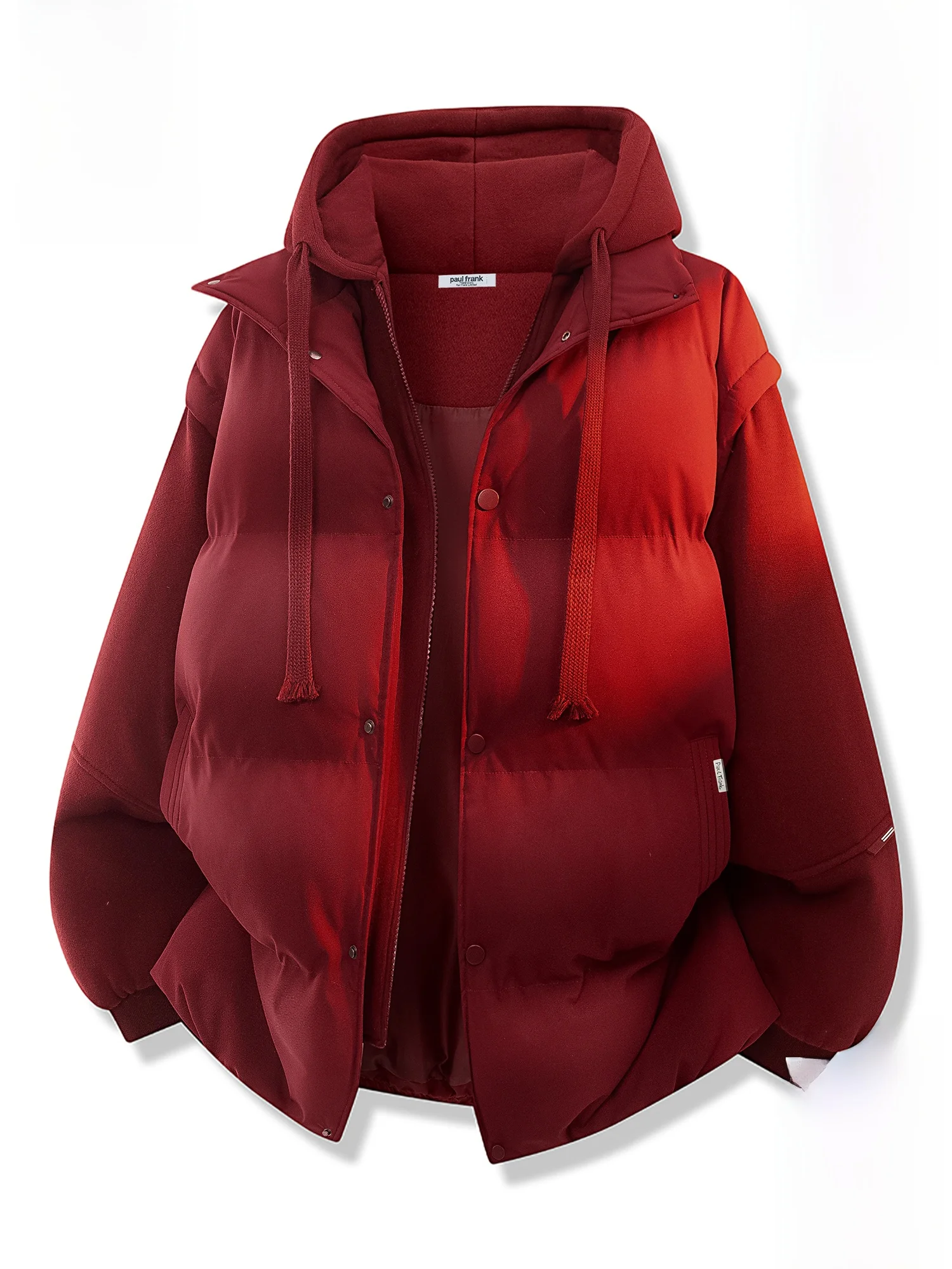 

Зимняя утепленная хлопковая куртка Paul Frank для мужчин: повседневное теплое пальто с капюшоном, праздничный красный цвет, китайский зодиакальный год, модная молодежная модель