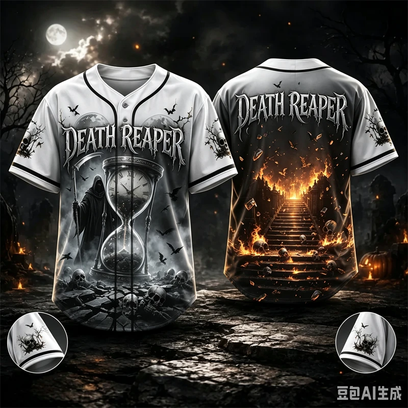 Horror Halloween Theme Baseball Jersey For Men Clothing 3D Printed Short Sleeve Jersey Unisex Halloween Cosplay Casual Tops 2026
