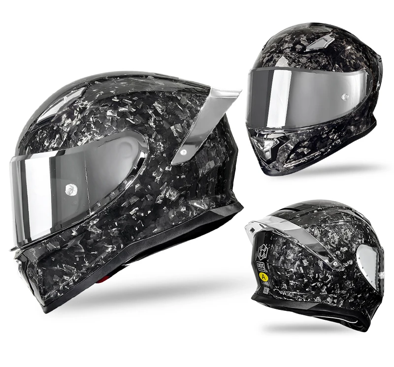 Factory Direct Forge Finish Carbon Fiber Helmet - 3C&DOT, Impact-Resistant
