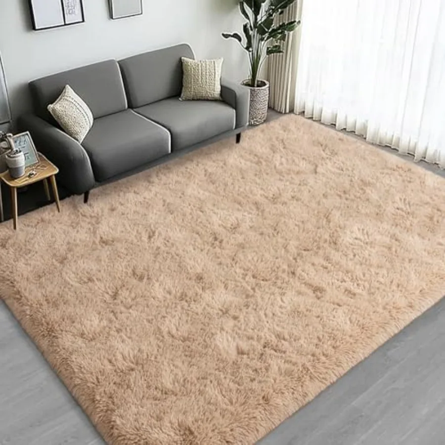 

Large Area Rugs for Living Room Bedroom 6x9 Feet Beige Fluffy Shag Rugs Ultra Soft Shaggy Plush Fuzzy Modern Indoor Throw Floor
