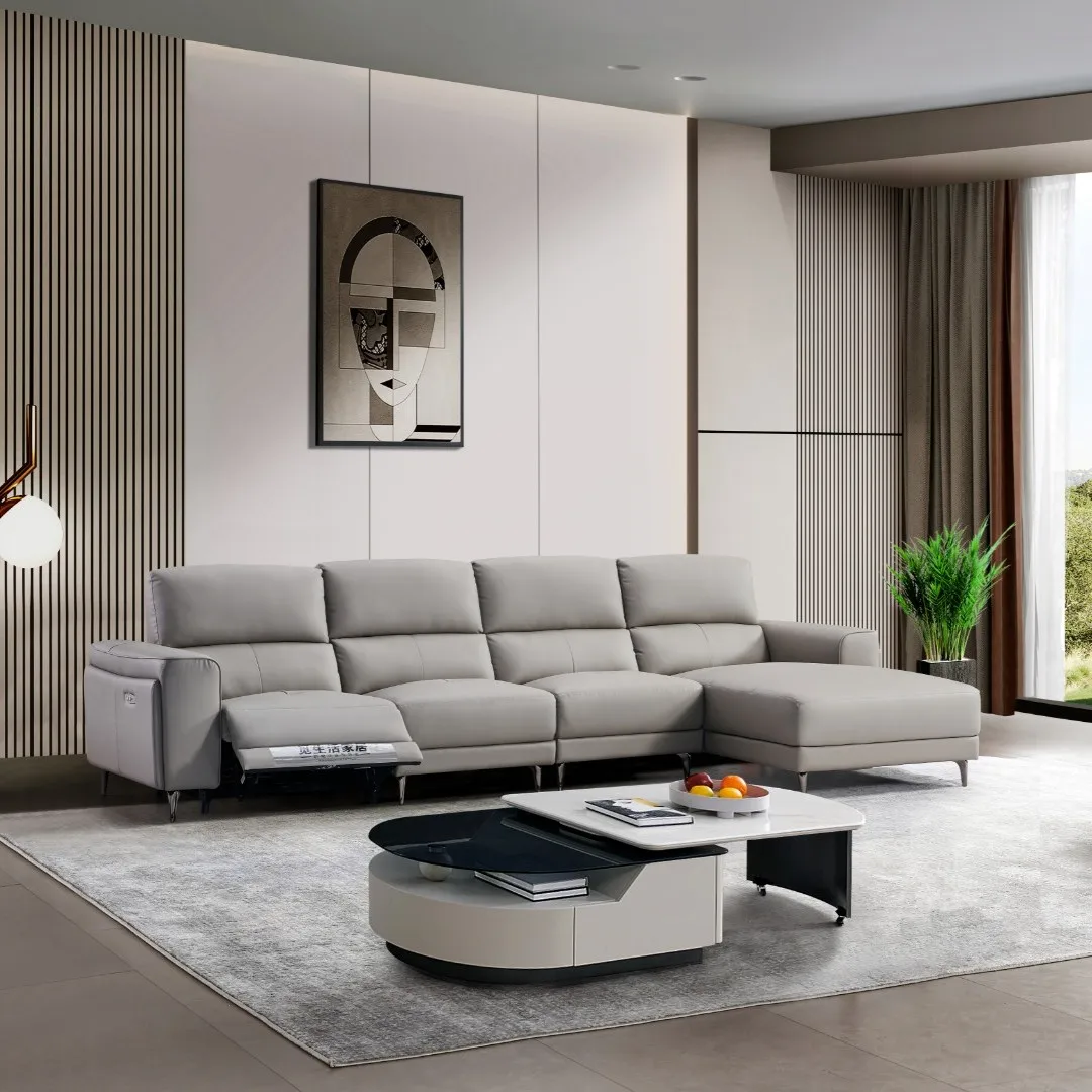Wholesale Real Leather L Shape Recliner Sofa L Shape Sofa Set Reclining 2 Sit Pieces 4 Seater Recliner Sofa