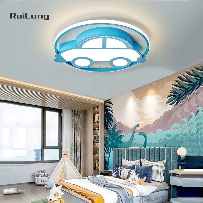 

Kids Room Ceiling Light Car Theme Cool Decor for Boys Room Ceiling Light Dimmable Blue Cartoon Chandelier Baby Lamp Plafon Led