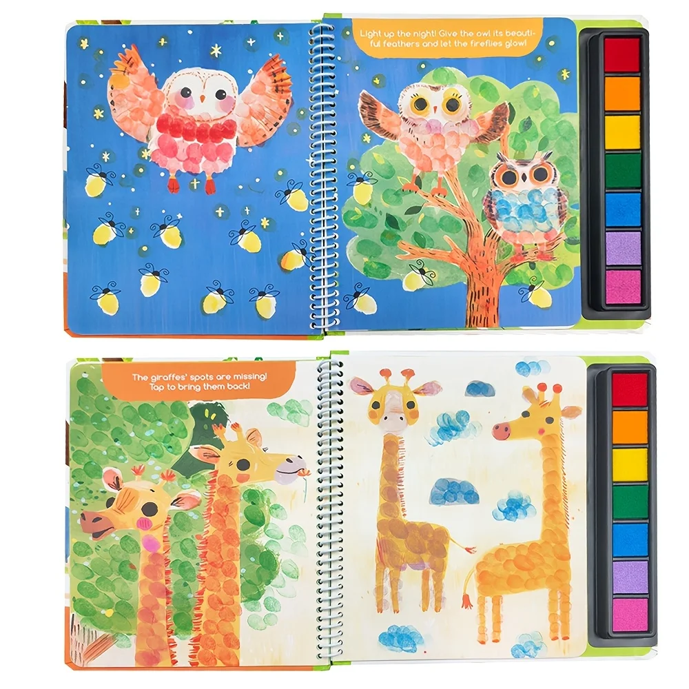 Set di pittura con le dita lavabile per bambini Divertente libro di pittura con le dita Arte Animale Zoo Forniture per pittura a colori Artigianato fai-da-te Regali