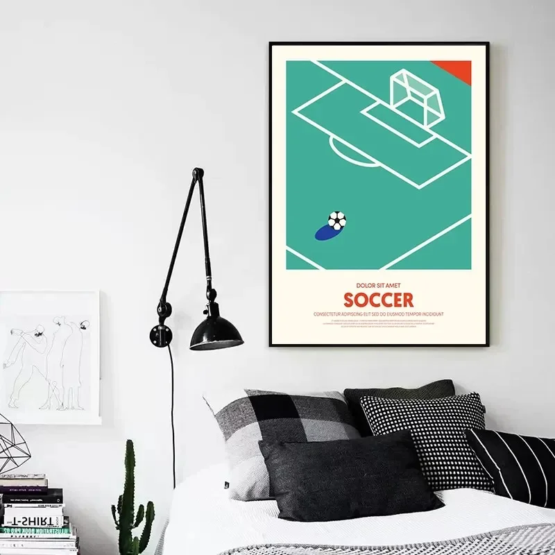 1PCS frameless Abstract Minimalist Posters Canvas Painting Bowling Baseball Swimming Sport Wall Art Print Picture for School Roo