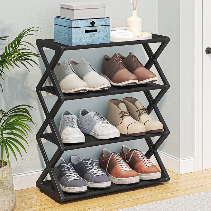 Multi-Layer Shoe Shelf 4 Layers Simple Dust-proof Storage Shoe Cabinet Multi-layer Assembly Door Dormitory Organizer Rack