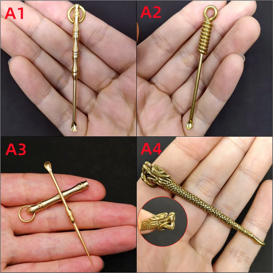 Mosiężny brelok do kluczy Retro Przenośne mini narzędzia Gwizdek Mini noże Węzeł linowy Urna Mała łyżka Breloczek do kluczy Akcesoria DIY Prezent 1PC — zdjęcie 5