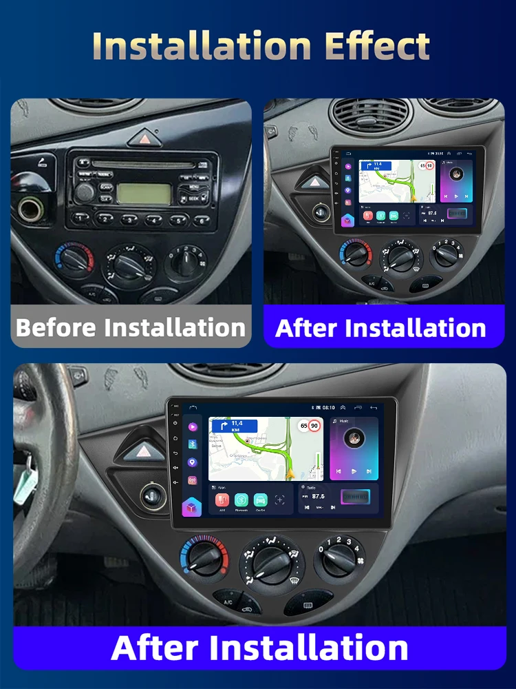 Podofo-مشغل وسائط متعددة للسيارة ، مشغل سيارة ، أندرويد ، راديو ، نظام تحديد المواقع ، ستيريو ، وحدة رئيسية ، RDS ، 2Din ، 4G ، مناسب لفورد فوكس- #2