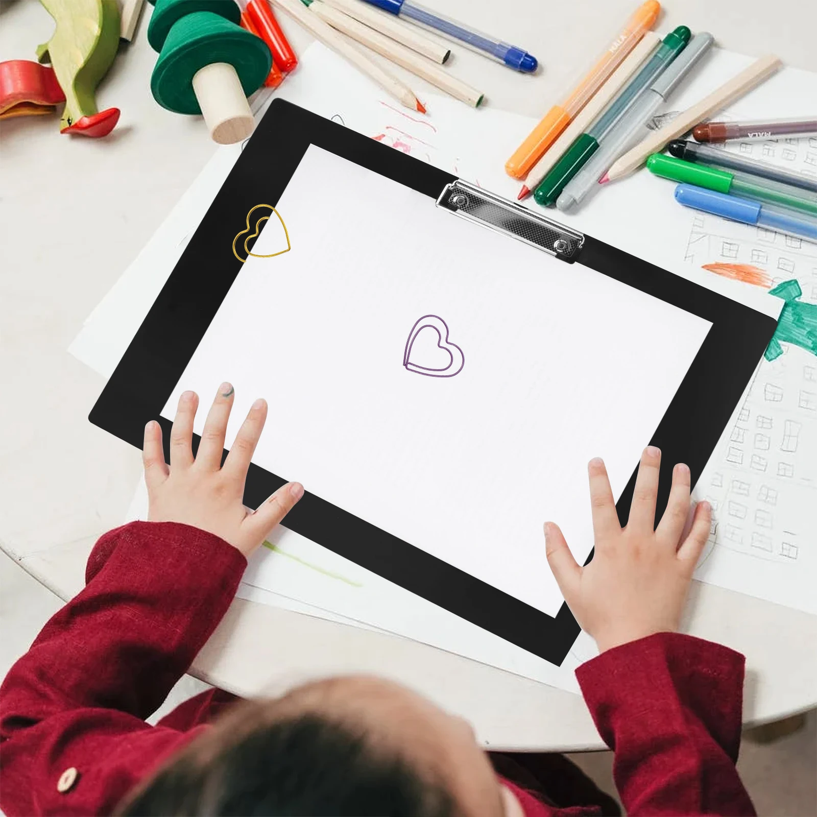 50 قطعة مشابك ورق رائعة على شكل قلب مشبك ملف معدني وظيفي لبطاقات المعايدة وأجهزة الكمبيوتر المحمولة ومستلزمات المكاتب المزخرفة